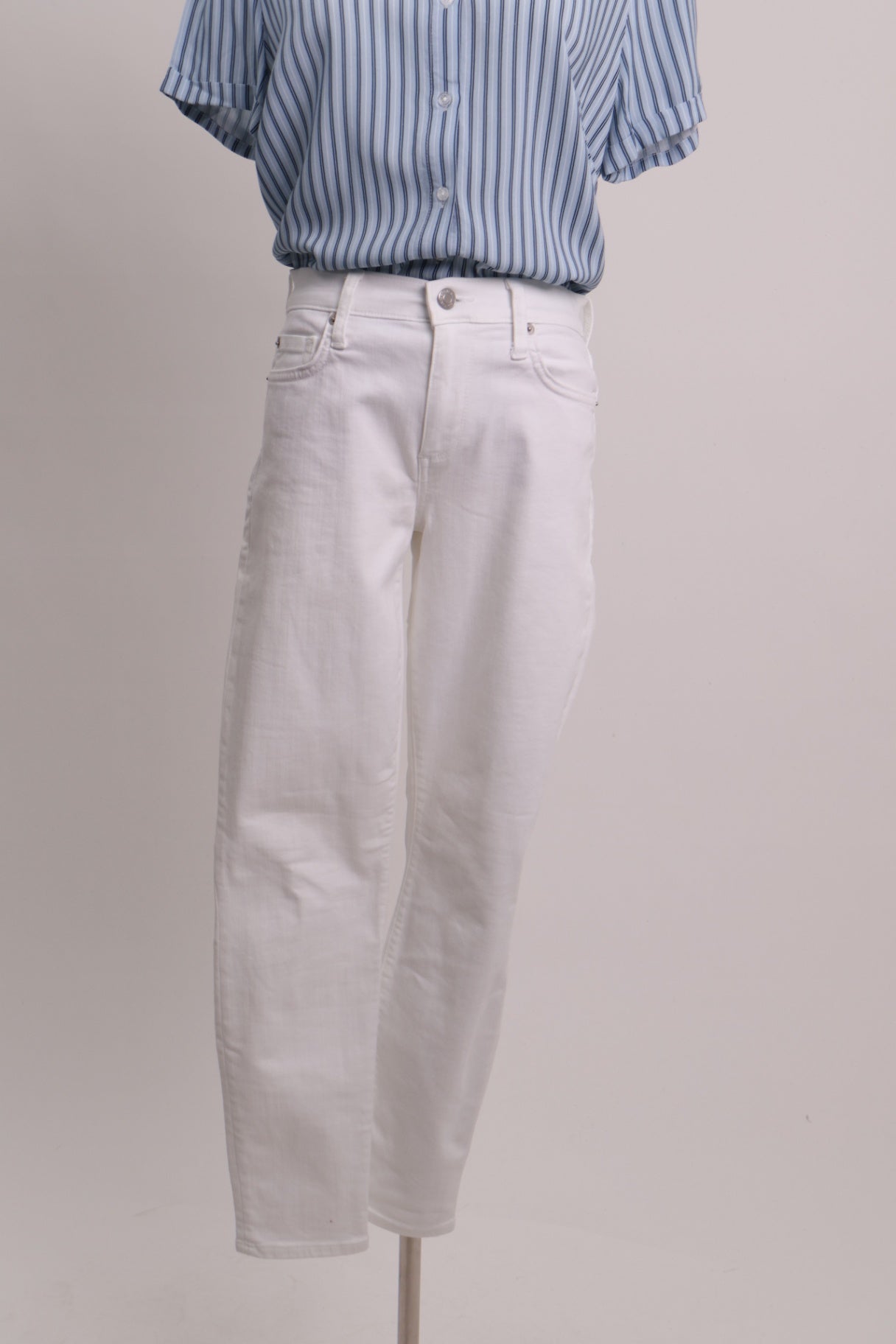 Jean blanche moulante taille haute