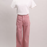 Jean jambe droite taille haute rose pâle