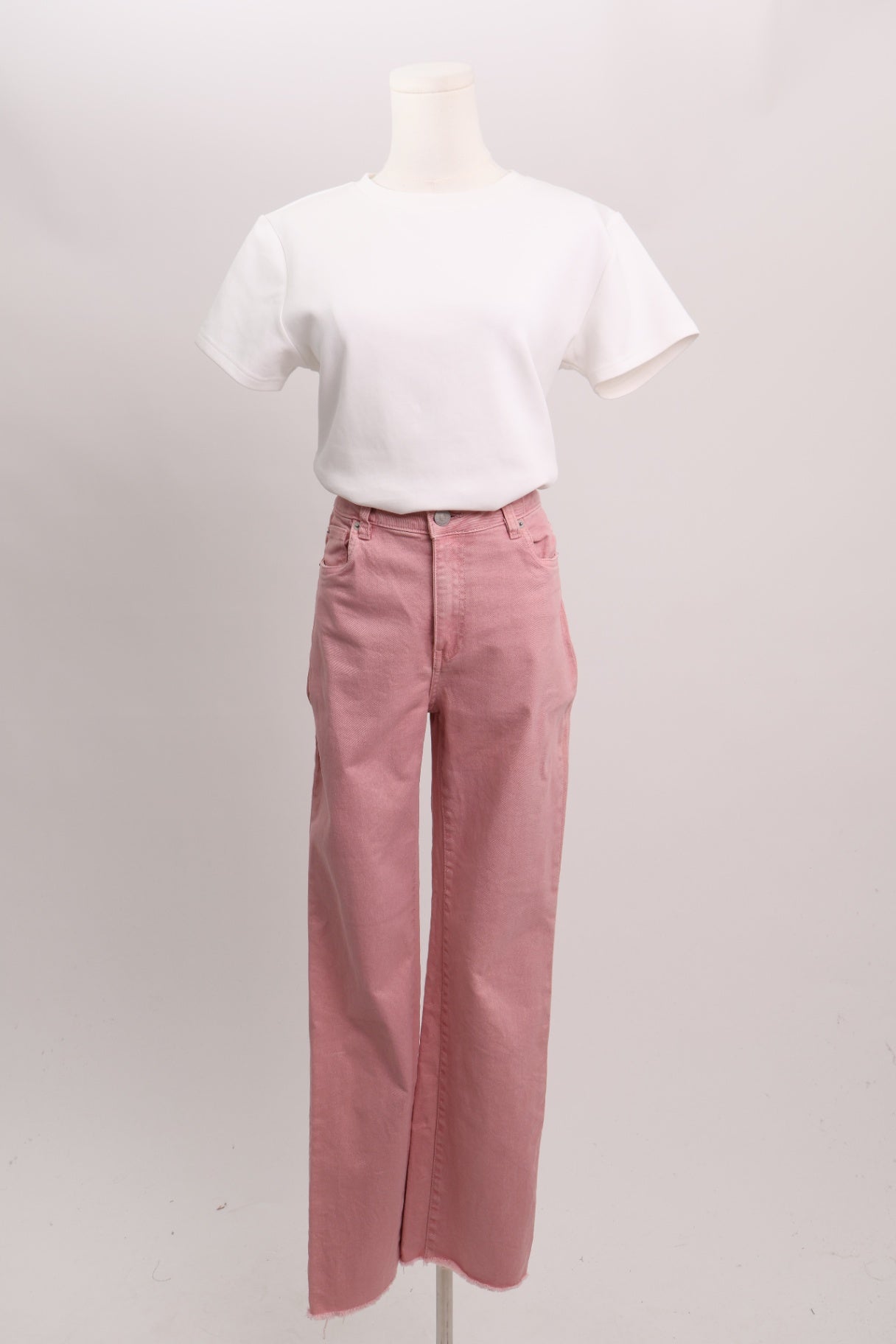 Jean jambe droite taille haute rose pâle
