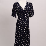 Robe portefeuille marine à pois