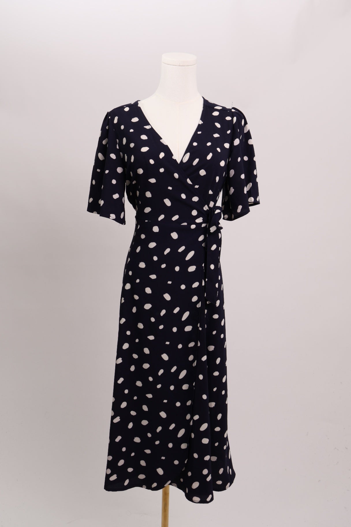 Robe portefeuille marine à pois