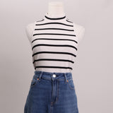 Camisole col montant lignée noir et blanc
