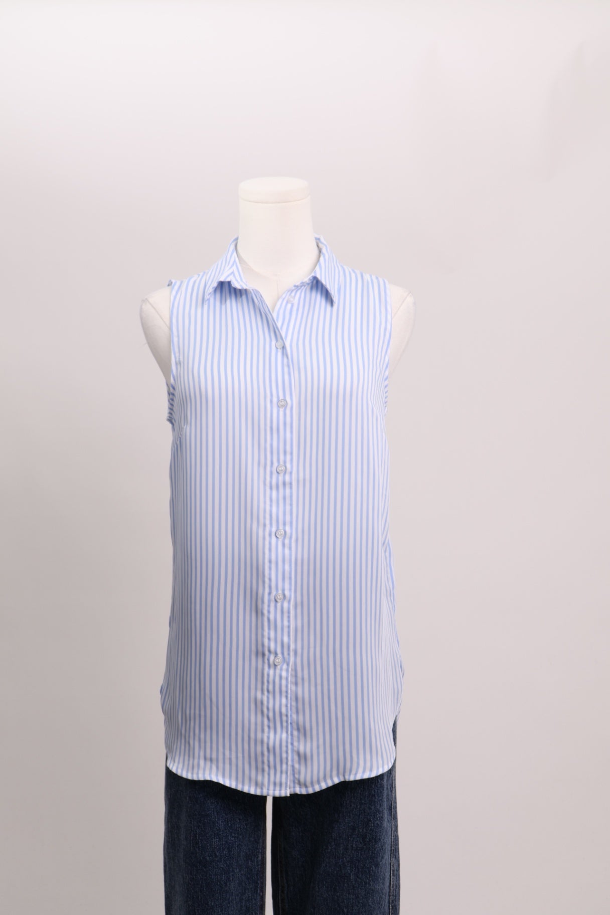 Chemise sans manche lignée bleu et blanc