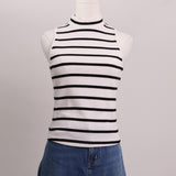 Camisole col montant lignée noir et blanc