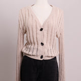 Cardigan court en maille beige