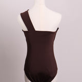 Maillot une-pièce une bretelle moka