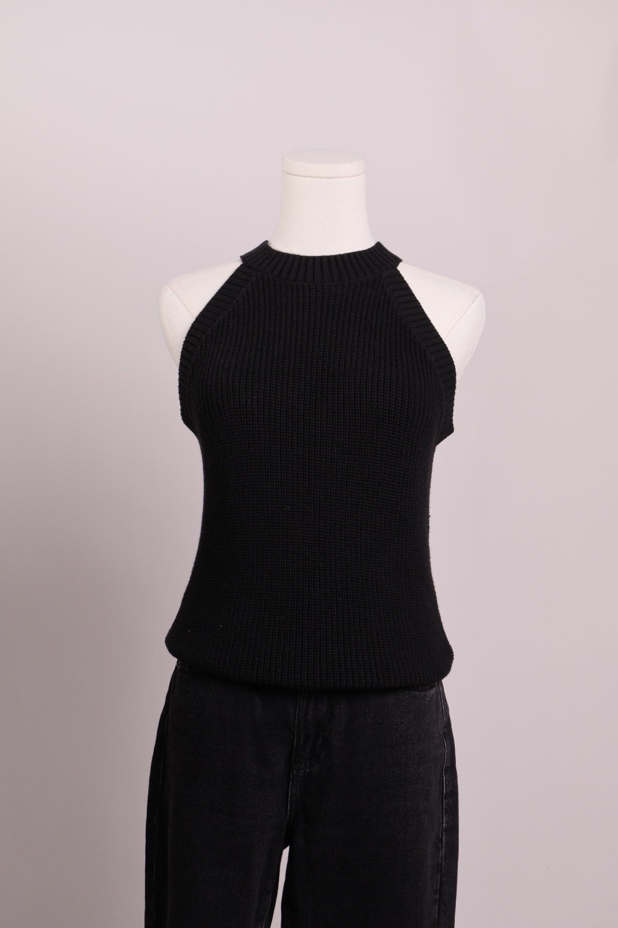 Haut sans manches en maille noir