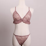 Ensemble bralette et string en dentelle mauve