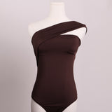 Maillot une-pièce une bretelle moka