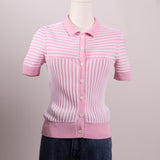 Polo rayé rose et blanc
