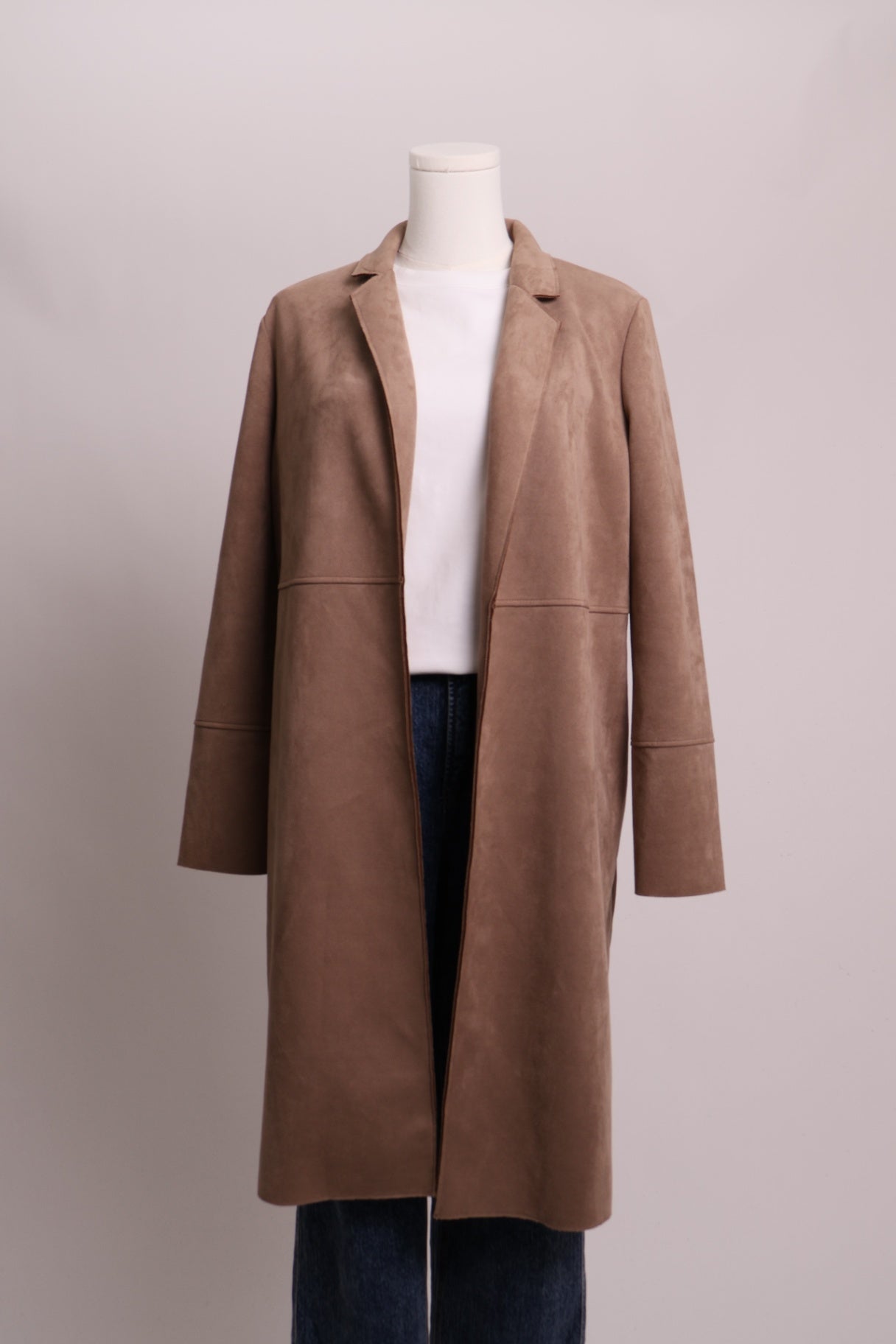 Manteau long effet suède