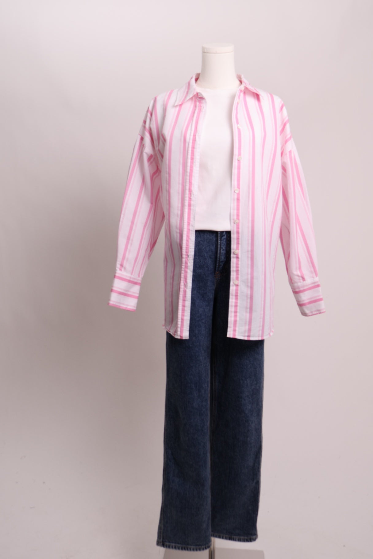 Chemise Oxford à rayures roses