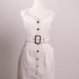 Robe en denim faux boutons et ceinture