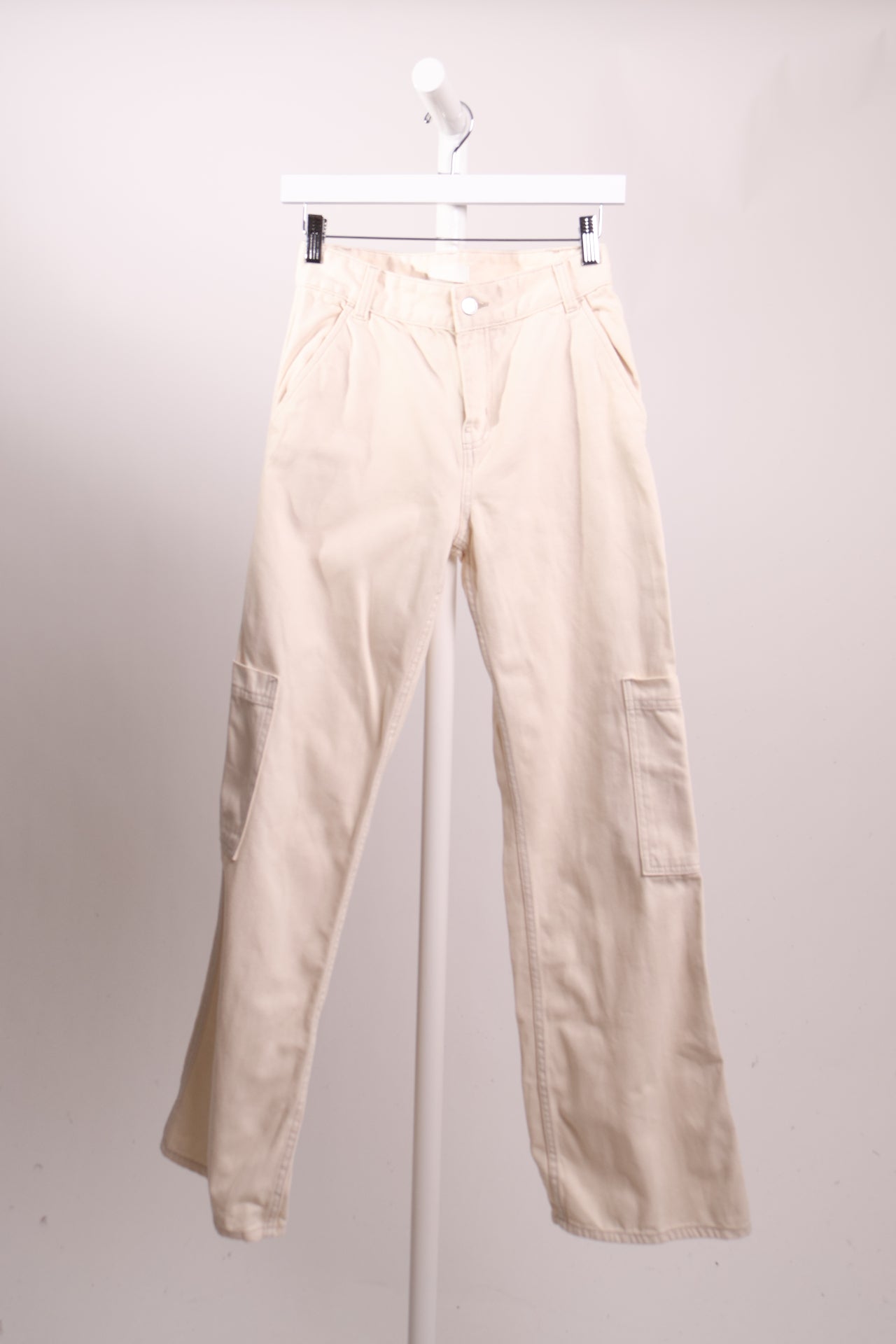 Jeans cargo taille haute évasé