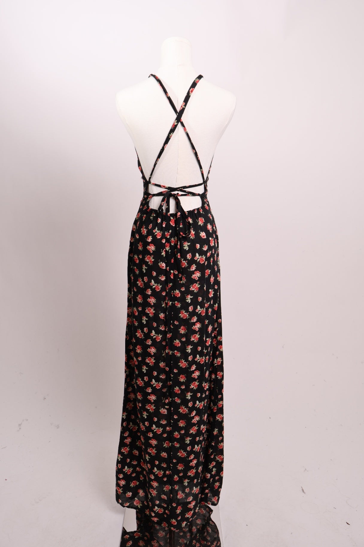 Robe maxi d'été fleuri dos ouvert
