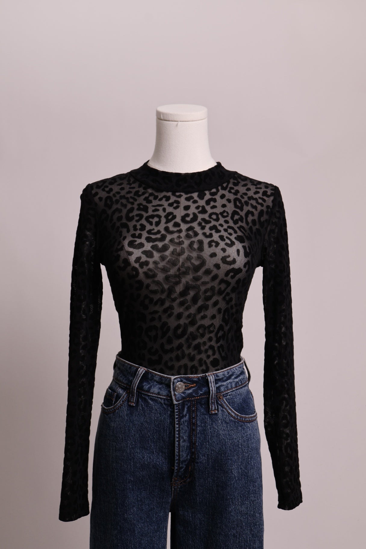 Justaucorps (bodysuit) léopard semi-transparent