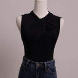 Justaucorps (bodysuit) drapé au cou