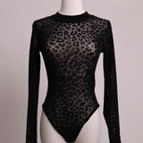 Justaucorps (bodysuit) léopard semi-transparent