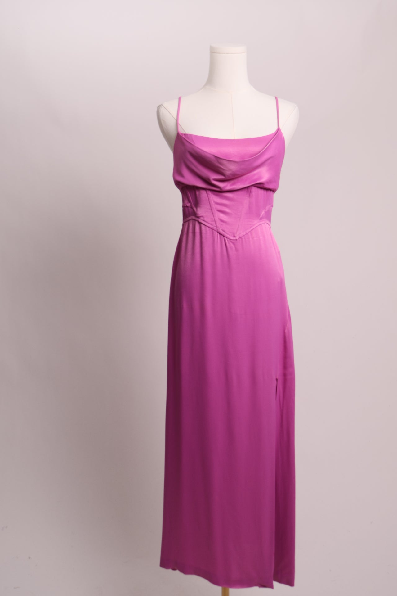 Robe longue fuchsia fente latérale