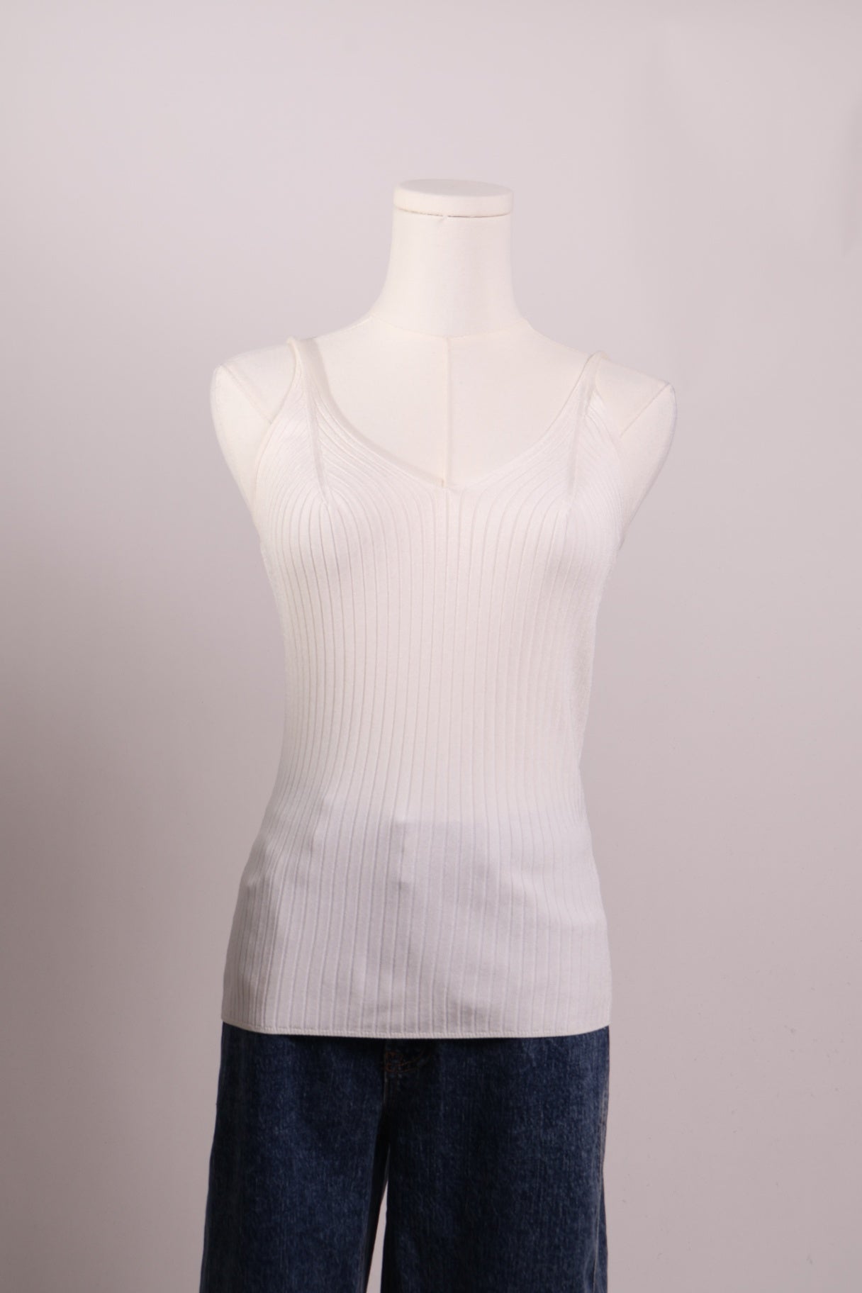 Camisole côtelée ivoire