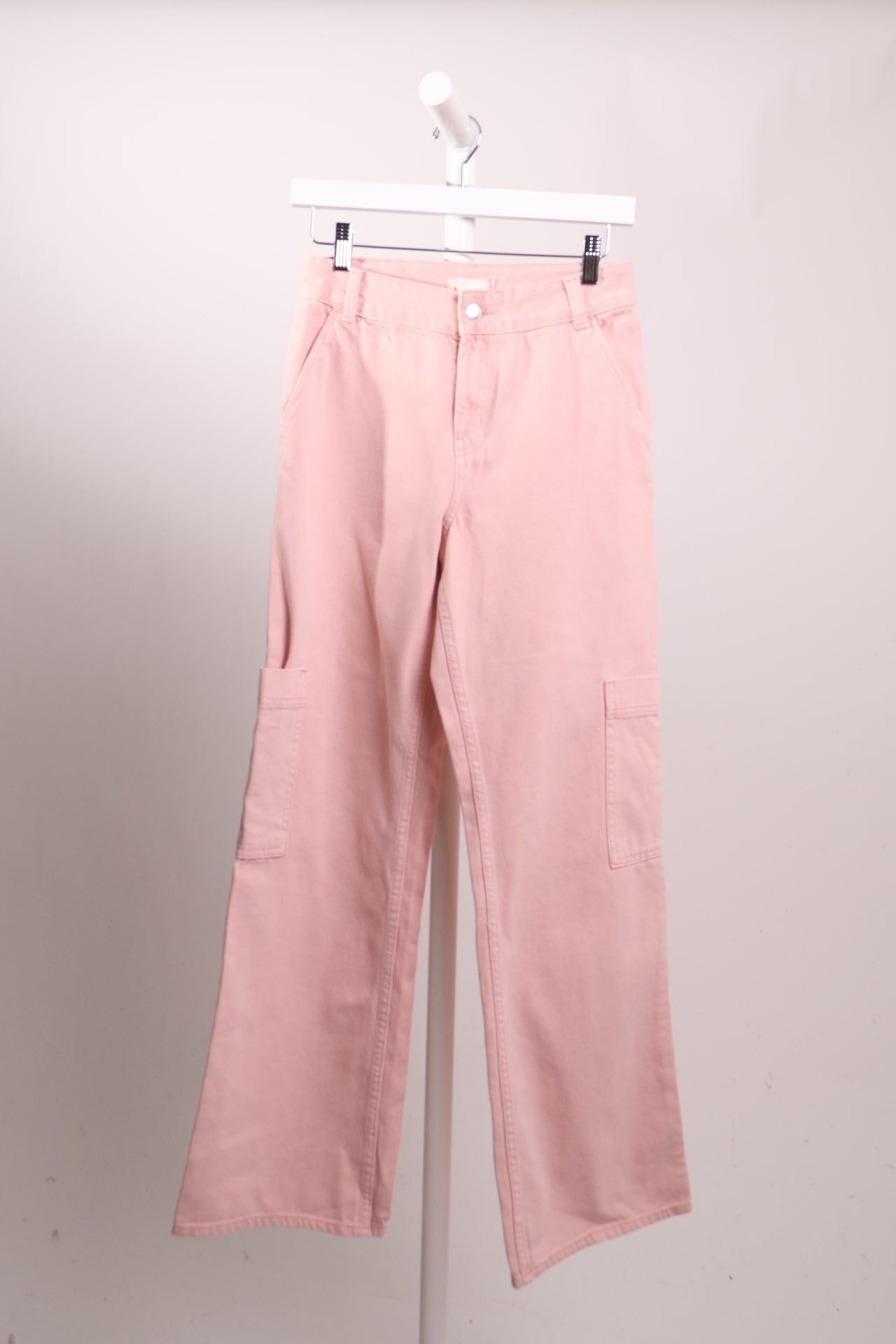 Jeans cargo taille haute évasé