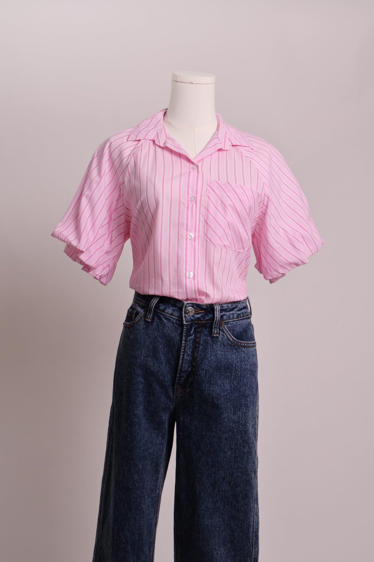 Chemise à rayures à manches bouffantes