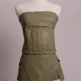 Bustier et jupe-culotte effet cuir