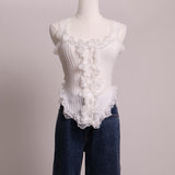 Camisole à boutons et dentelle