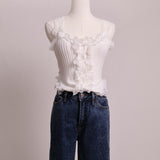 Camisole à boutons et dentelle
