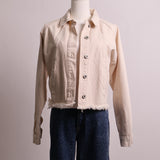Veste en denim écru à ourlet effiloché