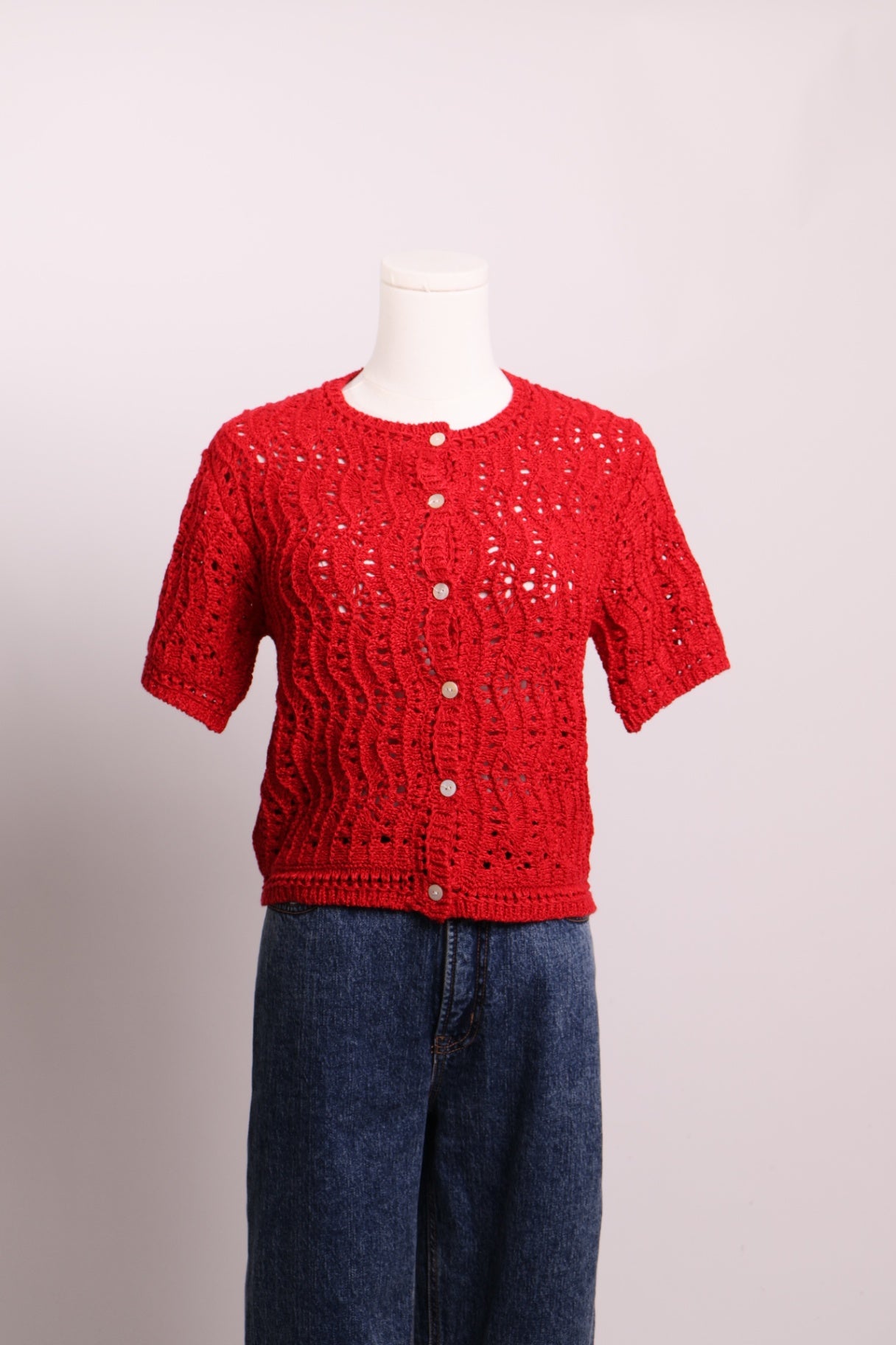 Cardigan en tricot large manches courtes 