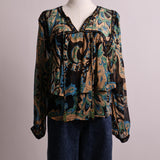 Blouse manches longues colorée décolletée