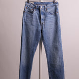 Jeans taille haute coupe droite à boutons