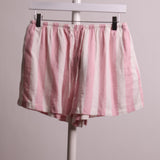 Short en lin ligné rose et blanc