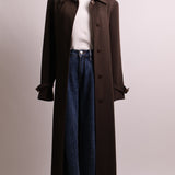 Manteau trench long vert olive avec boutons