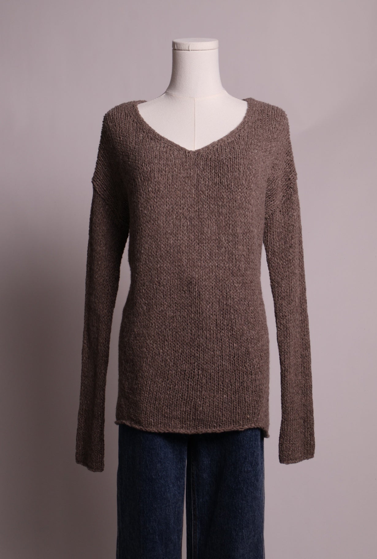 Chandail long en tricot avec col bateau