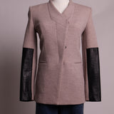 Manteau-Veston structuré avec col croisé et manches 100% cuir