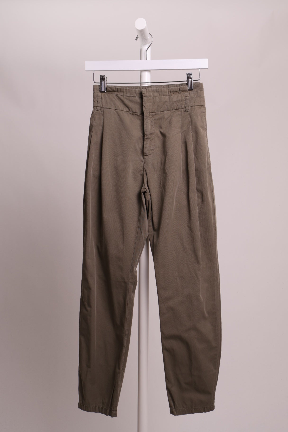 Pantalon taille haute coupe droite kaki