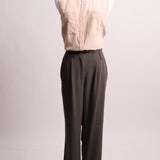 Pantalon coupe droite avec ceinture intégrée