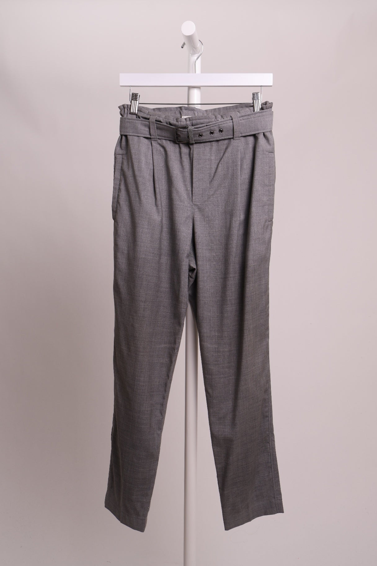 Pantalon gris pâle italien avec ceinture intrégrée