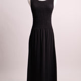 Robe longue maxi, haut nid d'abeille avec poches