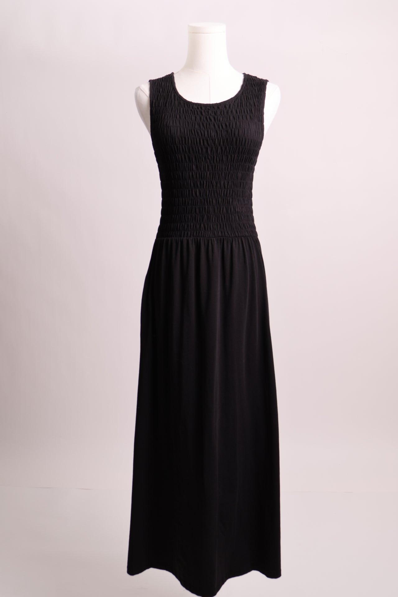 Robe longue maxi, haut nid d'abeille avec poches