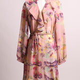 Robe fleurie transparente à volants (sous robe intégrée)
