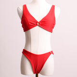 Maillot 2 pièces rouge uni