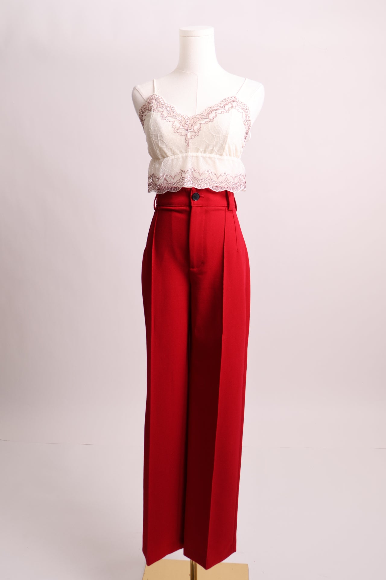 Ensemble pantalon long jambes larges et veston à double boutonnière