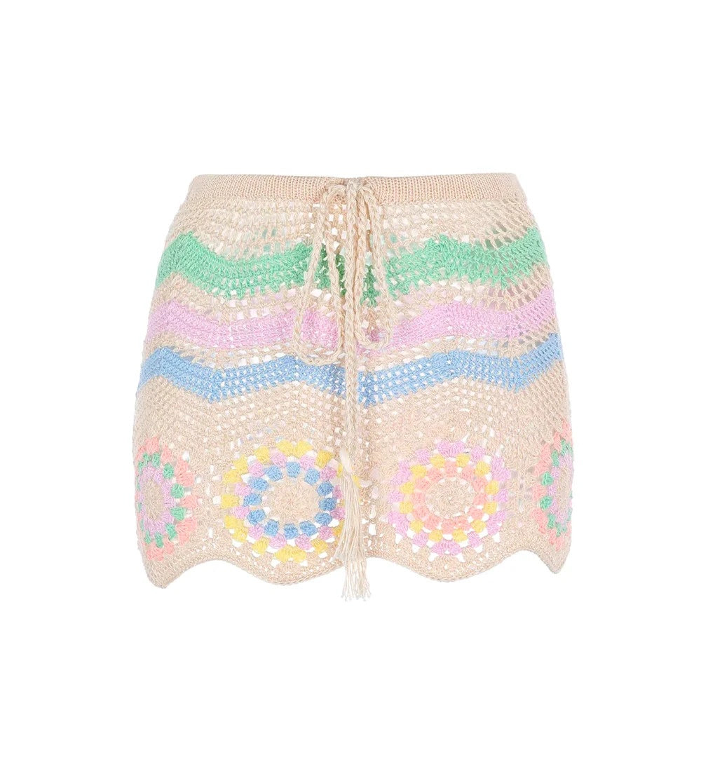 Jupe/Cache-maillot en tricot avec motif de fleurs