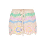 Jupe/Cache-maillot en tricot avec motif de fleurs