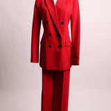 Ensemble pantalon long jambes larges et veston à double boutonnière