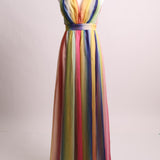 Robe longue maxi multicolore à fines bretelles