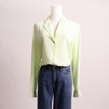 Blouse fluide verte pomme à manches longues (Babaton)